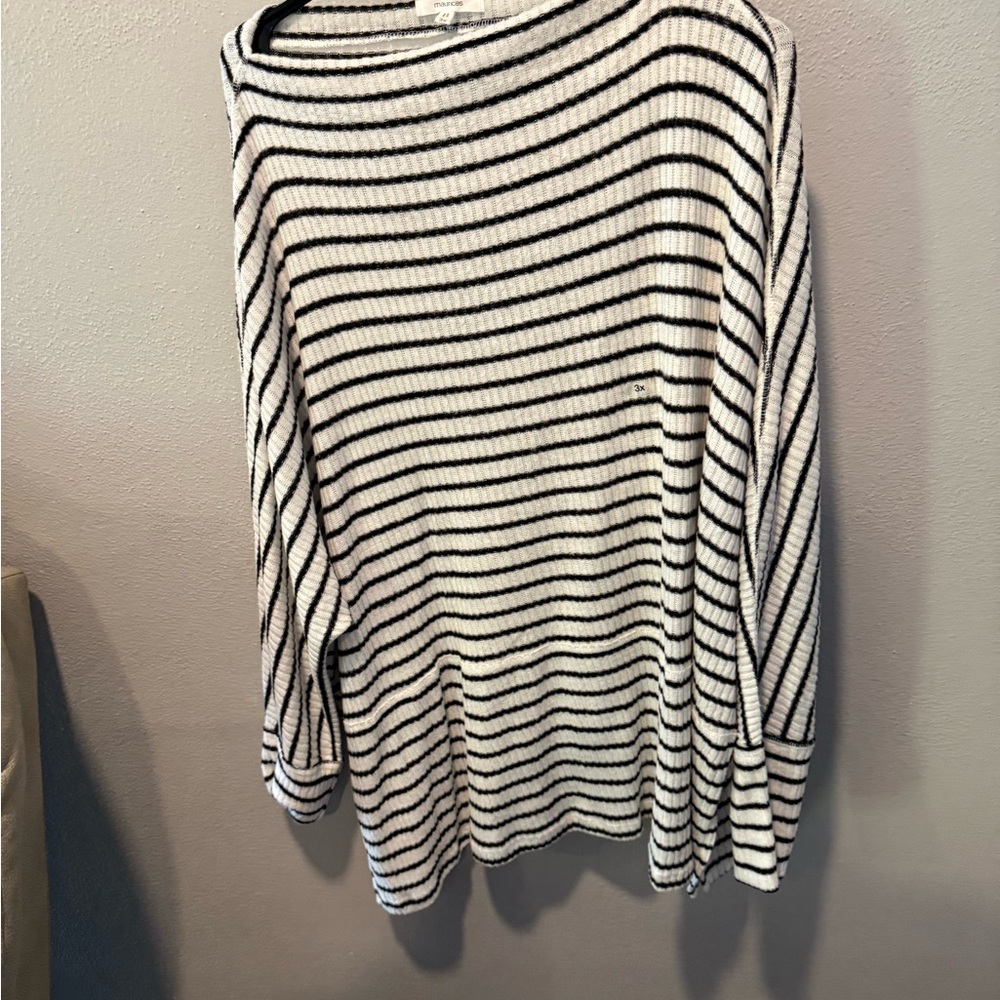 Maurices Black and White Striped Top